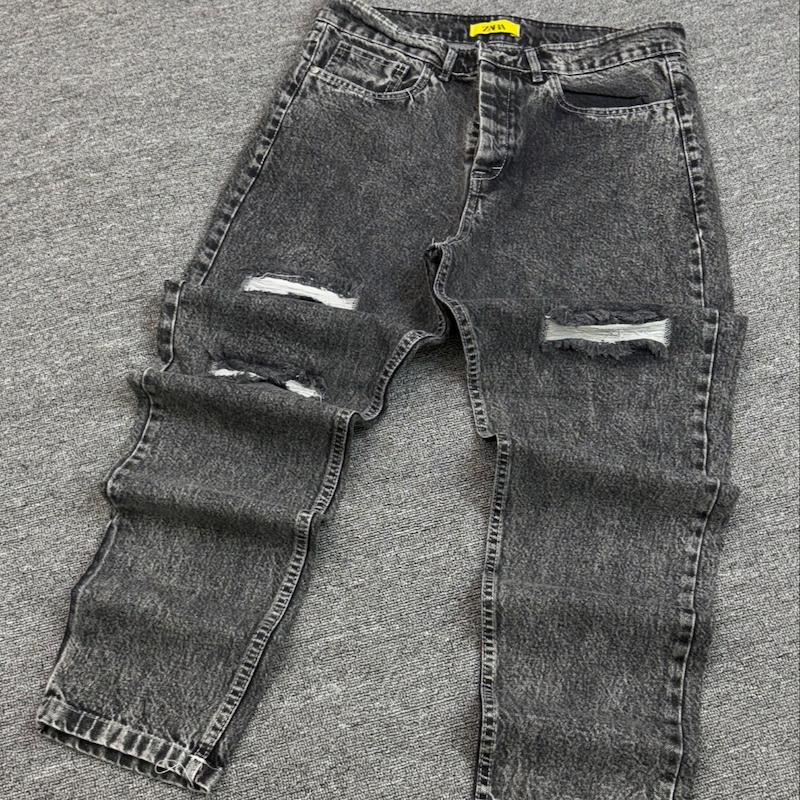 شلوار مام فیت طوسی تیره زاپ دار