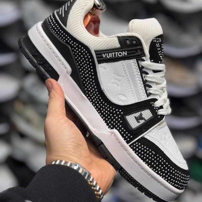 کتونی لویی ویلتون نگین دار رنگ سفید مشکی