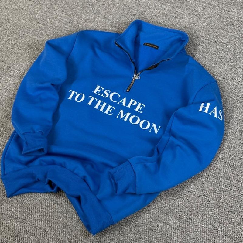 دورس نیم زیپ فونت رو آستین رنگ آبی