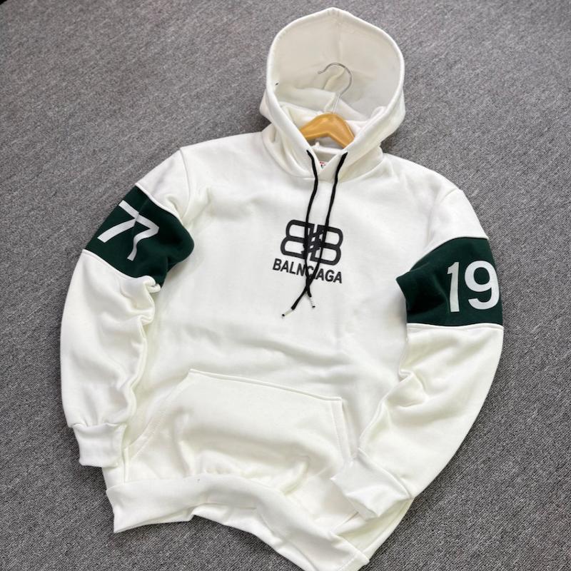 هودی بالنسیاگا آستین چاپ رنگ سفید