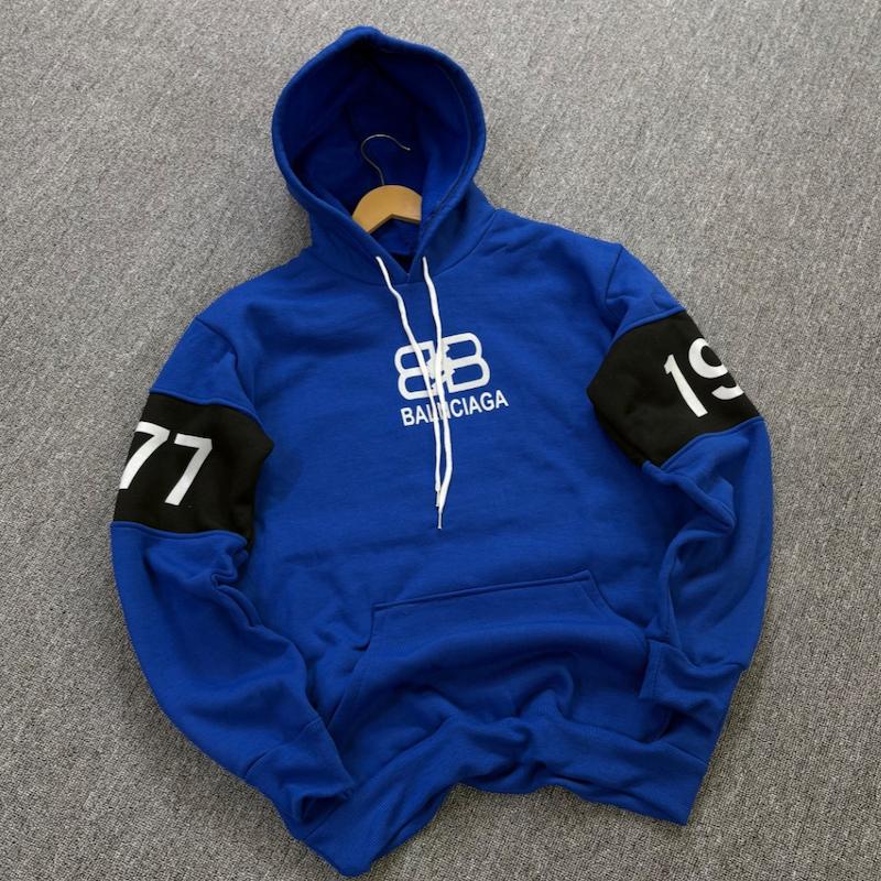 هودی بالنسیگا آستین چاپ رنگ آبی