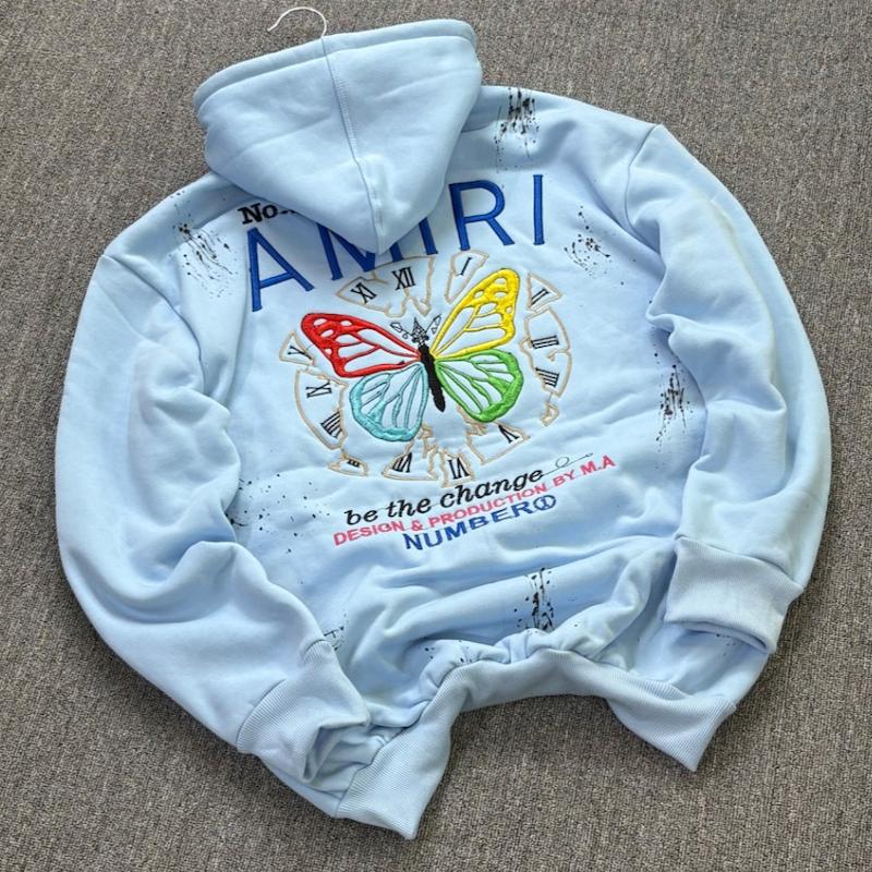 هودی پروانه امیری گلدوزی رنگ آبی آسمانی