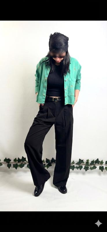 کت کراپ زارا سبز گلدوزی