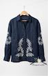 شومیز سورمه ای گلدوزی اورسایز ZARA