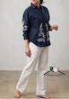 شومیز سورمه ای گلدوزی اورسایز ZARA