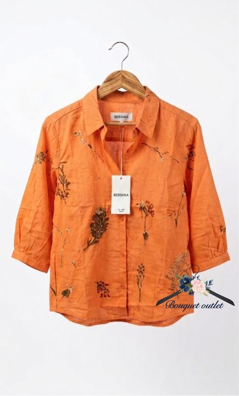 شومیز نارنجی گلدوزی زنانه برند Bershka