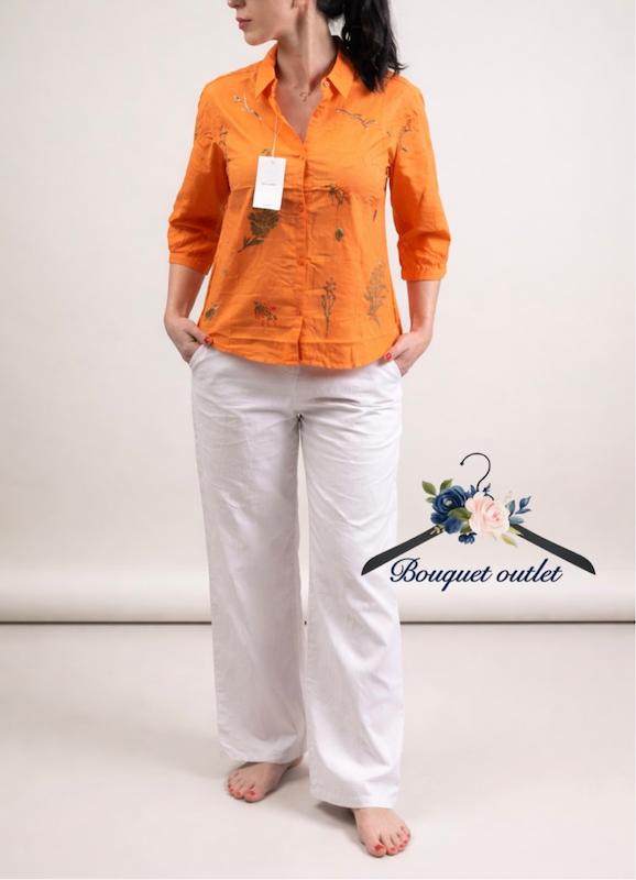 شومیز نارنجی گلدوزی Bershka