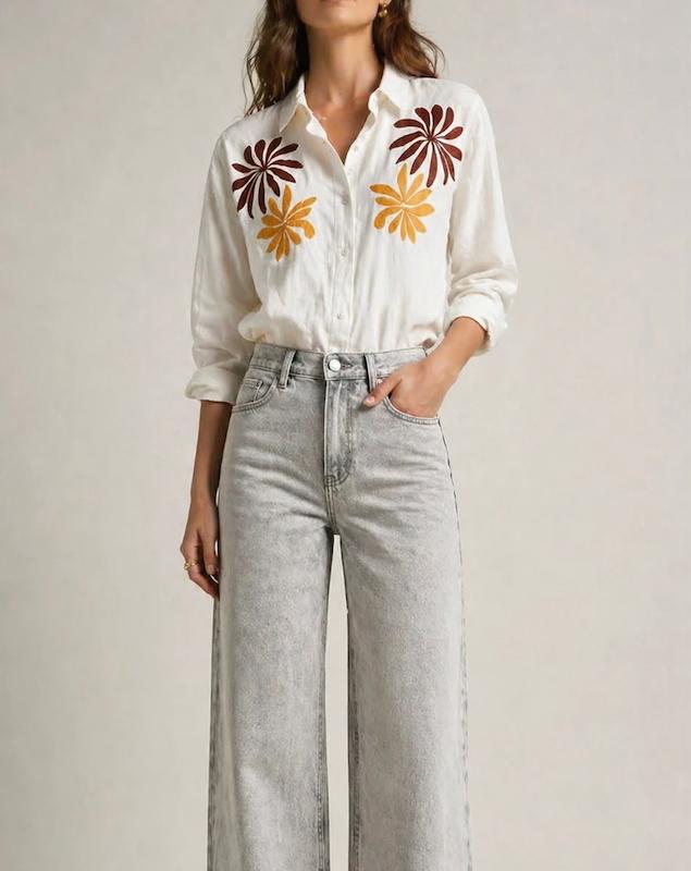شومیز سفید گلدوزی ZARA