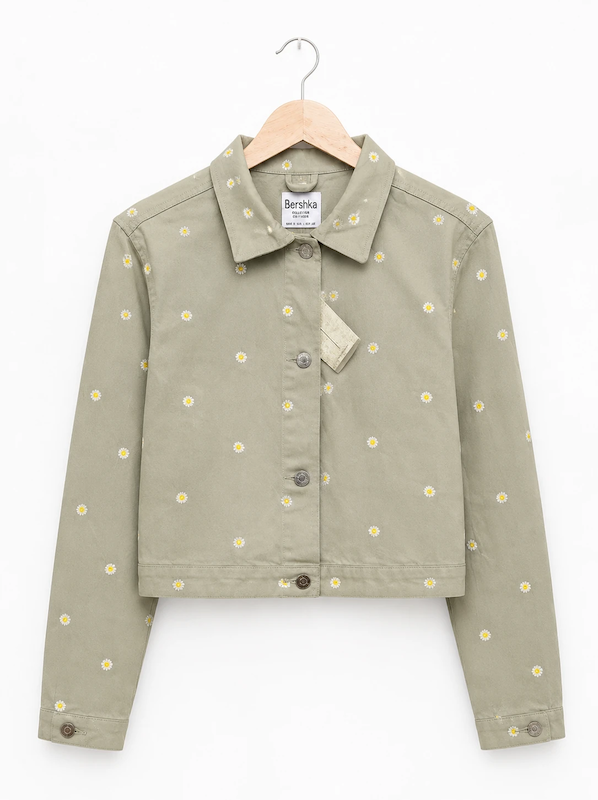 کت کراپ گلدوزی Bershka