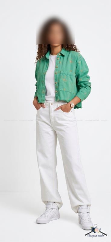 کت کراپ سبز گلدوزی Zara