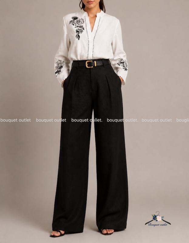 شومیز سفید گلدوزی اورسایز ZARA