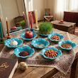 مجموعه ظروف هفت سین 7 پارچه مدل فیروزه ای 