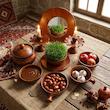 مجموعه ظروف هفت سین 9 پارچه طرح چوبی