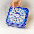 مسقطی ترکیبی جعبه فلزی مینا آبی  حلوا مسقطی لاری ترنج - 400 گرم مجموعه 2 عددی