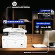 پرینتر اچ پی تک رنگ چهار کاره‌ با چاپ لیزری مدل LaserJet Pro MFP M227fdw، سایز چاپ A4، امکان چاپ دو رو، قابلیت‌ اتصال به WiFi