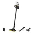جارو شارژی عصایی کرشر مدل VC 4 CORDLESS با باتری 21.6 ولت، ظرفیت مخزن 650 میلی‌لیتر، قابلیت تنظیم سرعت، فیلتر قابل شست‌وشو، پاروی اصلی چندسطحی و دو سری نازل مخصوص شکاف و گردوغبار، دسته قابل تنظیم و پایه دیواری برای شارژ و نگهداری آسان