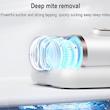جارو شارژی تخت خواب MDHL مدل UV با مکش قوی، نور UV ضدعفونی‌کننده، فیلتر HEPA سه‌گانه، 2 سرعت و باتری شارژی 1200mAh