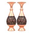 گلدان مسی مدل الماس تراش طرح گل و مرغ کد 25-3 مجموعه 2 عددی