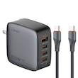 شارژر دیواری ۱۰۰ وات ۴ پورت الدینیو مدل Q408 به همراه کابل USB-C