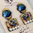 گوشواره رز رزین مدل مینیاتور و مروارید