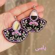 گوشواره زنانه مدل گلدوزی اشک آینه