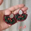 گوشواره زنانه مدل گلدوزی اشک آینه