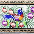 آینه خاتم کاری مدل مینیاتور برجسته طرح گل و مرغ کد 2319BlGr