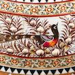 آینه خاتم کاری چوبی صنایع دستی فاخر مدل الیپس طرح گل و مرغ برجسته کد 68p58-3f4Br