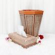 ست جعبه دستمال کاغذی و سطل خاتم کاری  صنایع دستی فاخر مدل مدیال کد MQ12wire