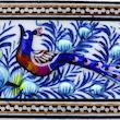 آینه خاتم کاری مدل مینیاتور برجسته طرح گل و مرغ کد 2824Bl