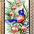 آینه خاتم کاری صنایع دستی فاخر مدل مینیاتوری طرح نقاشی گل و مرغ برجسته کد GrBl40p34in3024-5f6 