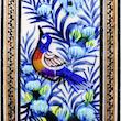 آینه خاتم کاری مدل مینیاتور برجسته طرح گل و مرغ کد 3428Bl
