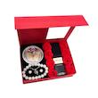 ست هدیه زنانه مروارید عشق لوکس همراه دستبند خورشیدی و باکس گل معطر کد 026