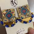 گوشواره دست ساز زنانه رز رزین مدل زرنقش