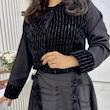 ست کت و دامن رسمی زنانه مدل مخمل سوزن‌ دوزی