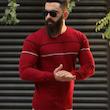 پلیور یقه گرد مردانه مدل نیم رگلان