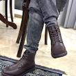 نیم بوت مردانه مکس مدل Monochrome Ankle Boots with Lace-Up Closure