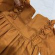 پیراهن آستین بلند یقه گرد دخترانه مدل حصیری چین دار