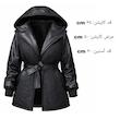 کاپشن زنانه مدل یقه چرم