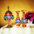 ست 3 تکه گلدان و شکلات خوری میناکاری نگارستان نیلی کد payedar20
