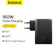 شارژر دیواری 160 وات بیسوس مدل CCGAN160CE به همراه کابل تبدیل USB-C