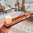 شمعدان و جاعودی چوبی طرح بابونه