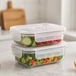 ظرف نگهدارنده با بدنه شیشه ای پرفکت هوم مدل P5463-2 مناسب برای قرار دادن در یخچال و فریزر مجموعه 2 عددی