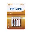 باتری نیم قلمی فیلیپس مدل LongLife کد R03L4B/10 بسته 4 عددی