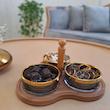 اردوخوری کریستال سه‌پیاله مدل W1320 با پوشش نانو، زیره و دسته چوبی مقاوم در برابر خط و خش، قابلیت استفاده با یا بدون دسته، طراحی مدرن و مناسب سرو تنقلات و هدیه