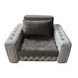 مبل تخت‌خواب‌شو یک نفره با روکش پارچه و پایه فلز مبل تخت خوابشو اورنگ مدل اکسان ۸۰ طرح چستر  به همراه 1 کوسن
