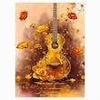 فرش پارچه‌ای مدل فرشینه طرح گیتار و گل کد AR3058776