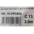  کابل برق سه پین منبع تغذیه کامپیوتر تی سی تراست مدل TC-PPCB308 طول 3 متر