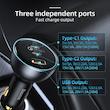 شارژر فندکی باسئوس مدل Multi-port Fast Charge 160W به همراه کابل تبدیل Usb-c