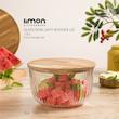 ظرف نگهدارنده لیمون مدل گرد شیاردار درب چوبی 2212 مجموعه 3 عددی 